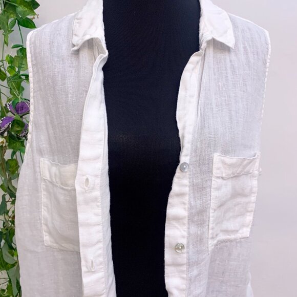 Cloth & Stone‎ White Linen Sleeveless Button Down Tunic Oversized Large - Picture 4 of 9